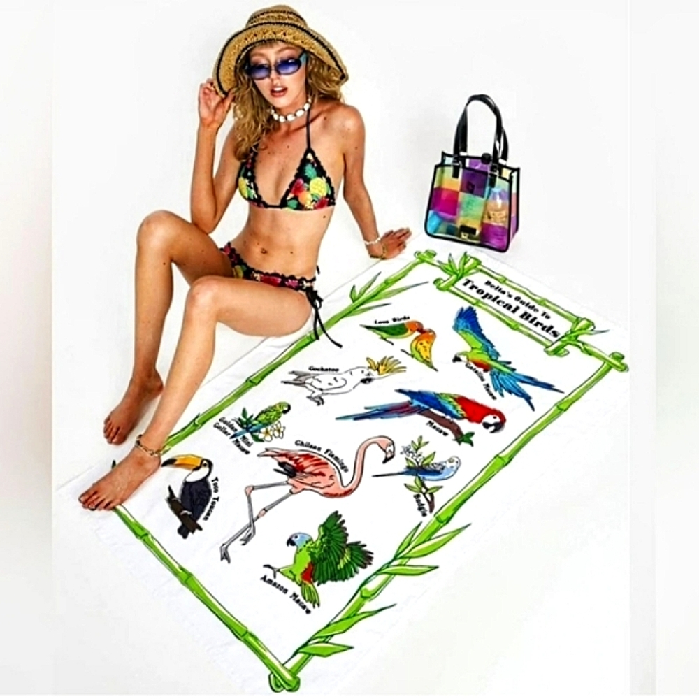 dELIA*S By Dolls Kill Out Sightseeing Tropical Birds Beach Towel Large